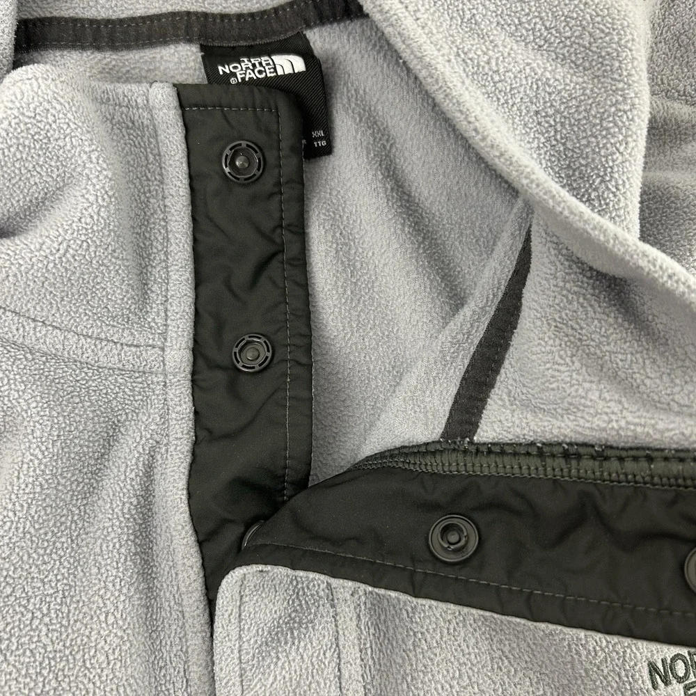 The North Face Sweater Mid Layer Fleece Pullover 1/4 T Snap Button Mens 2XL Grey